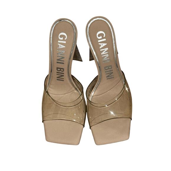 Gianni Bini Cream Caylor Clear Patent Square Toe Lucite Heels Size 9.5M NWOT - Picture 4 of 6
